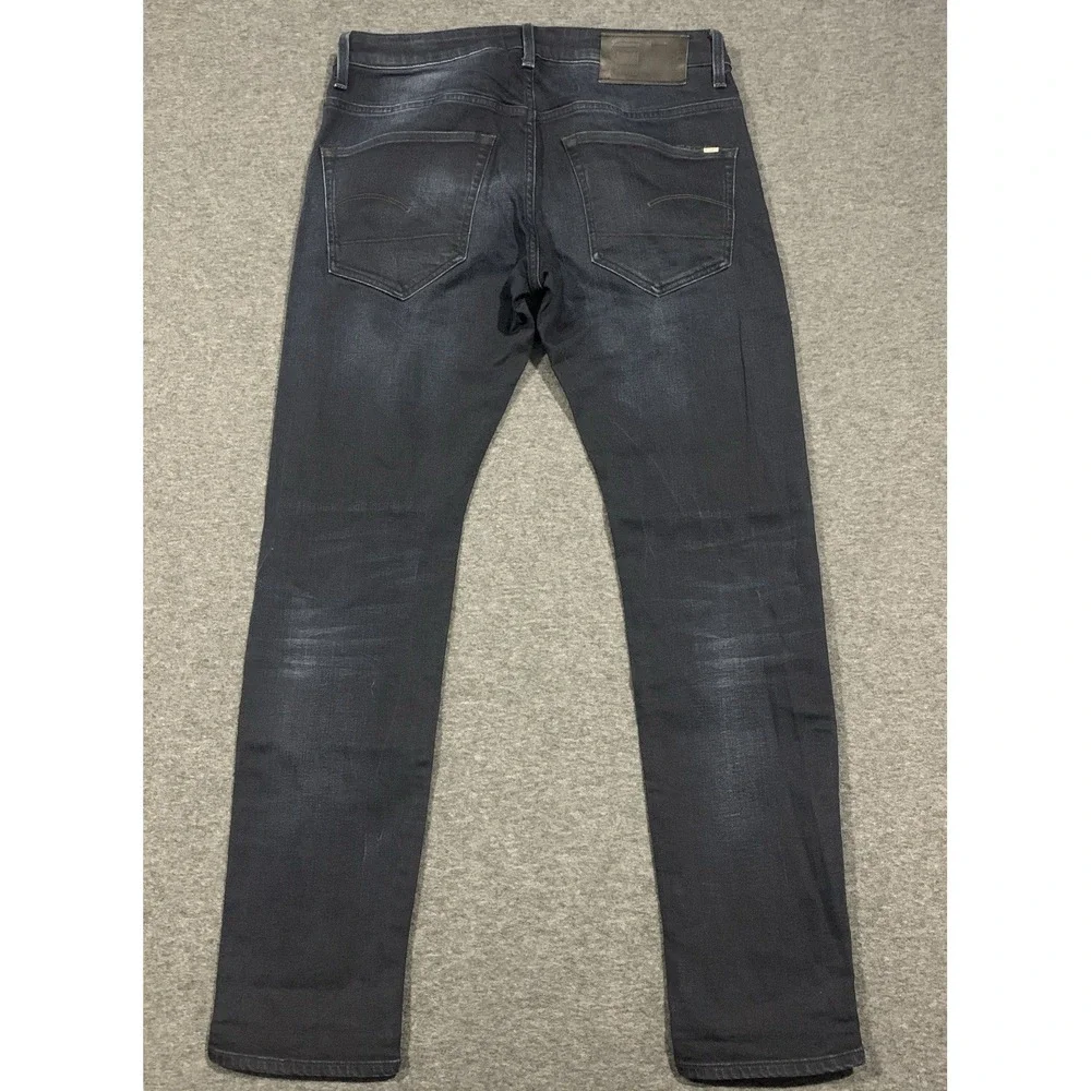 G-STAR Raw 3301 Slim Jeans Mens 32x30 Dark Wash Stretch Faded